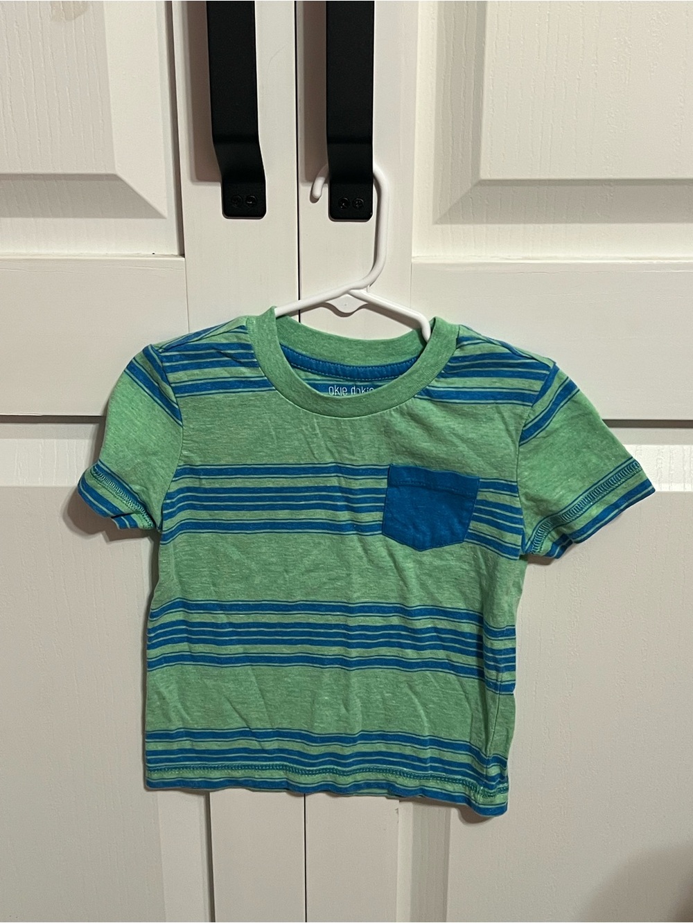 okie dokie Green & Blue Striped Short-Sleeve Tee with Chest Pocket